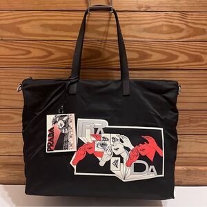 AUTH PRADA x James Jean collaboration large tote bag shoulder black BAG ONLY